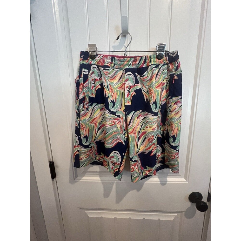Birddogs Lined Performance Shorts Mens L Long Abstract Print Stretch Golf Active